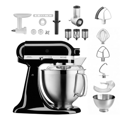 KitchenAid 4,8 L 5KSM185 Artisan Küchenmaschine Allrounderset Fleischwolf+Spritzgebäck+Gemüseschneider